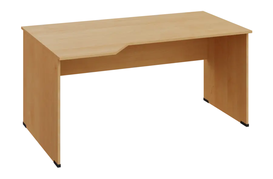 EZL 28 - 164 stůl kancelářský, rohový, levý, dřevěná podnož, deska 25 mm, široký 1600 mm, javor horský